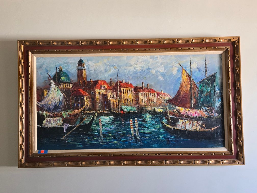 Original Acrylic on Canvas-Venetian Waterfront-Den