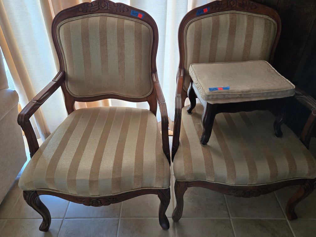 Pair Matching French Provincial Arm Chairs-Den