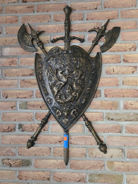Embossed Metal Replica-Medieval Coat of Arms-Den