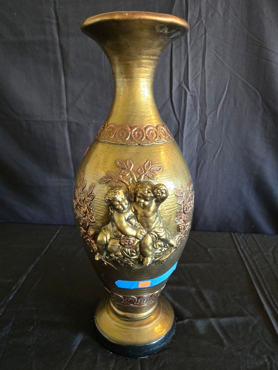 Decorative Floor Urn (Gold w/Cherubs)-Gar