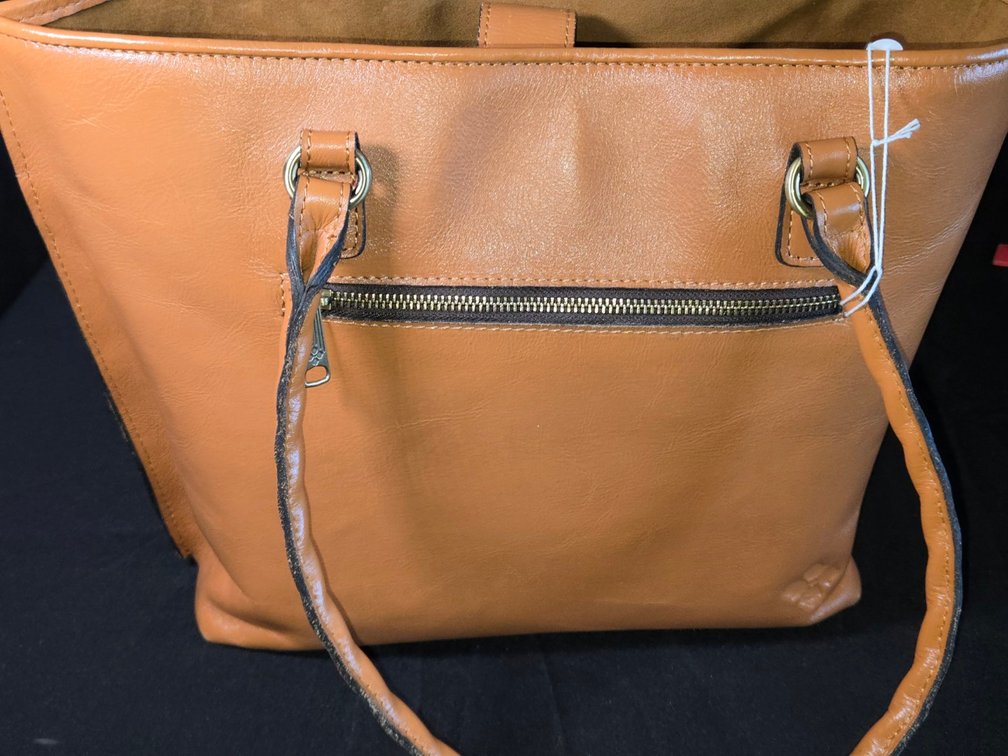 Camel Colored Tooled Leather Shoulder Tote-Gar