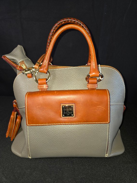 Dooney & Bourke Gray Textured Leather Bag-Gar