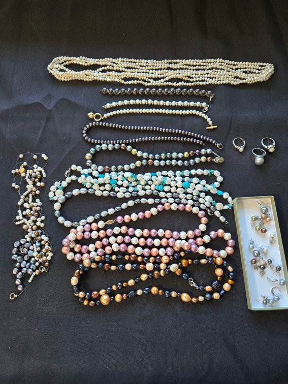 Large Lot of Colored Pearl Strands-Gar