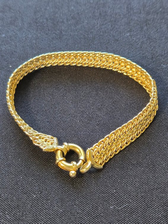 14 kt YG Woven Mesh Bracelet (7"L)-Gar