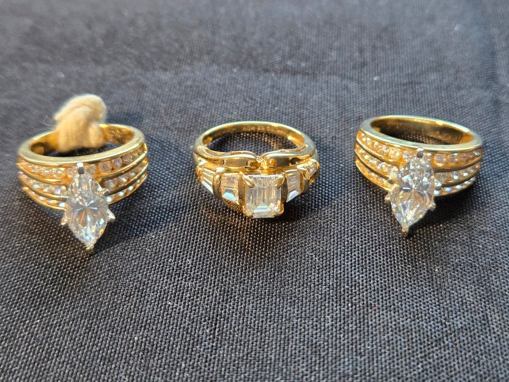 Lot of (3) 14 Kt YG Rings w/ Colored Stones-Gar