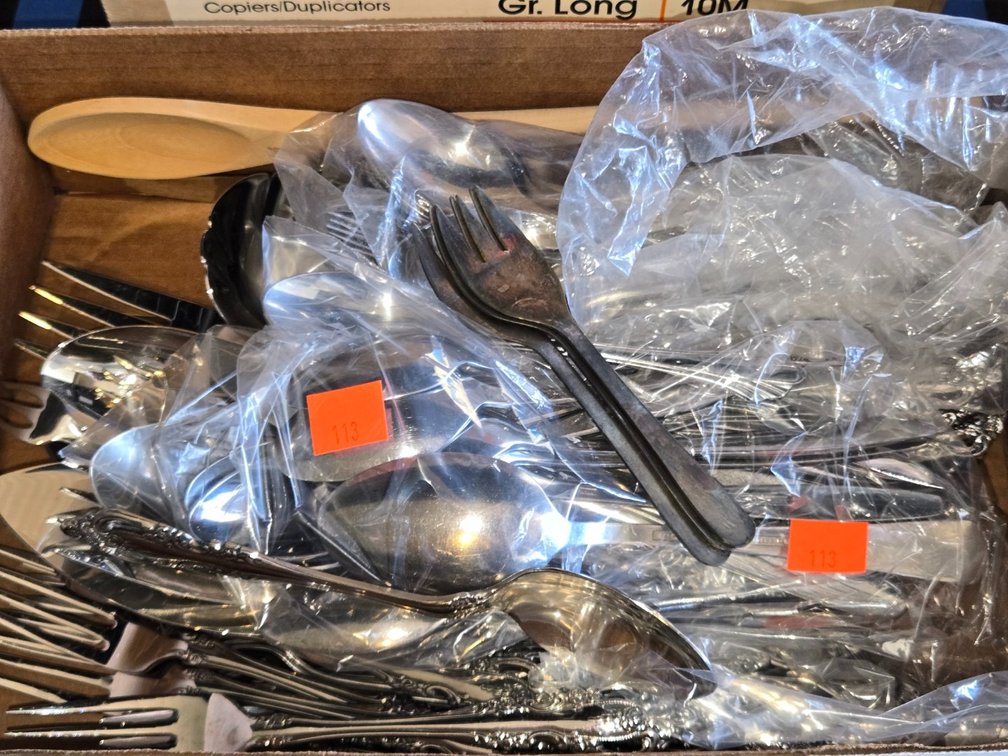 Tray of S S Flatware by Oneida-Gar