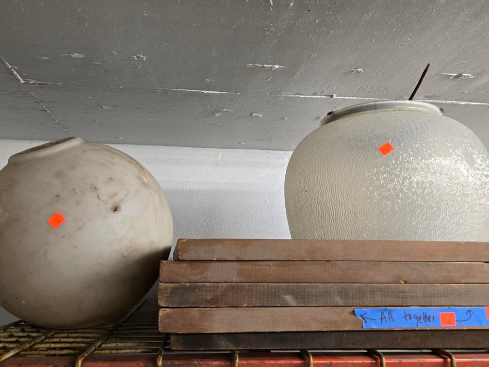 (2) Glass Globes, (5) Wood Picture Frames-Light Rm