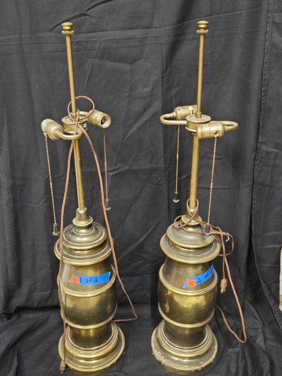(2) Brass Lamps-Light Rm