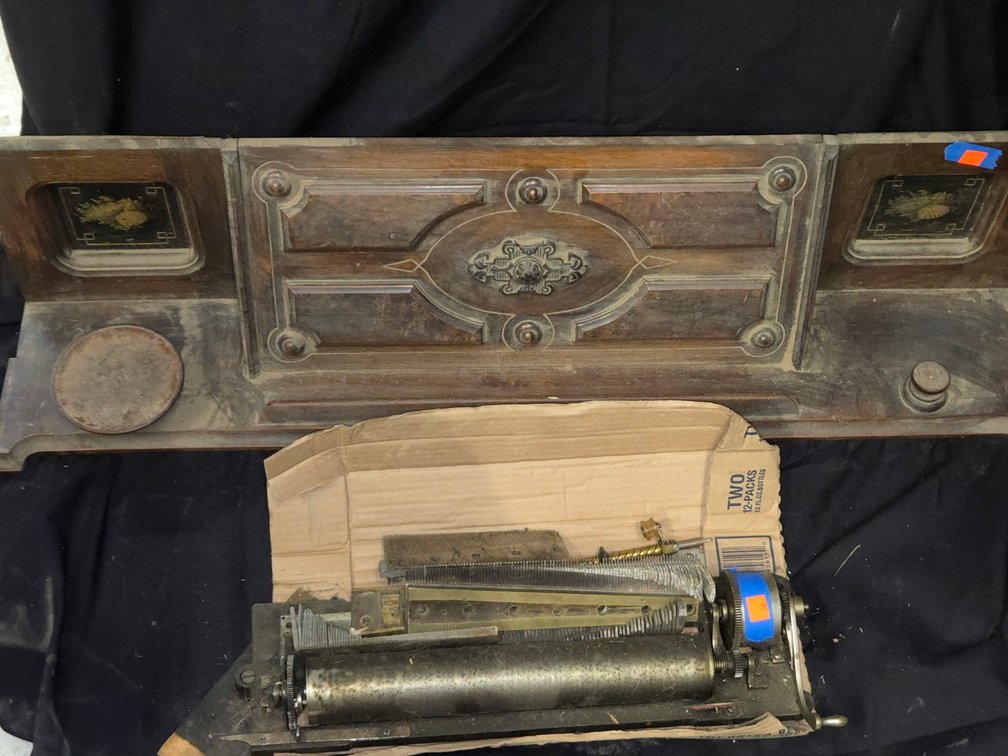 Vintage Wood Shelf w/Player Piano Piece-Light Rm