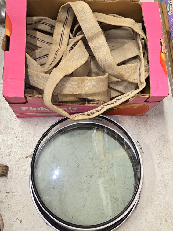 Glass Light Shades, Fire Hose w/Ends-Light Rm