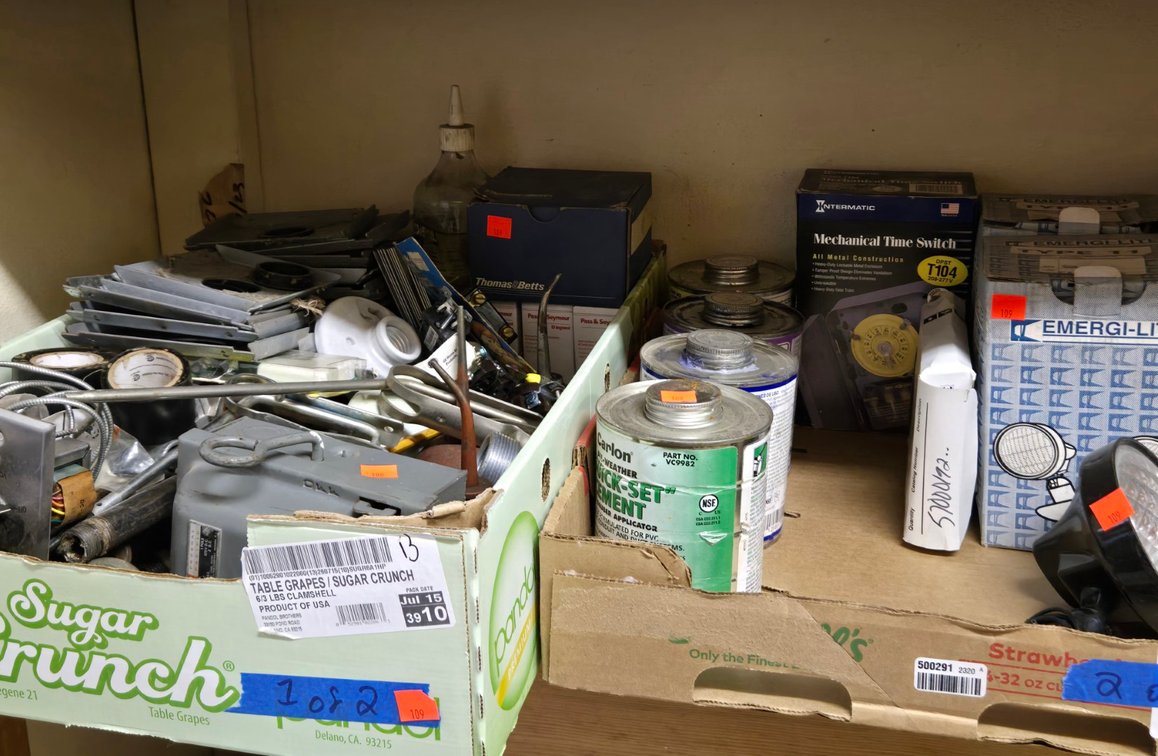Light Bulbs, Glue, Cleaner, Cover Plates-Tool Rm