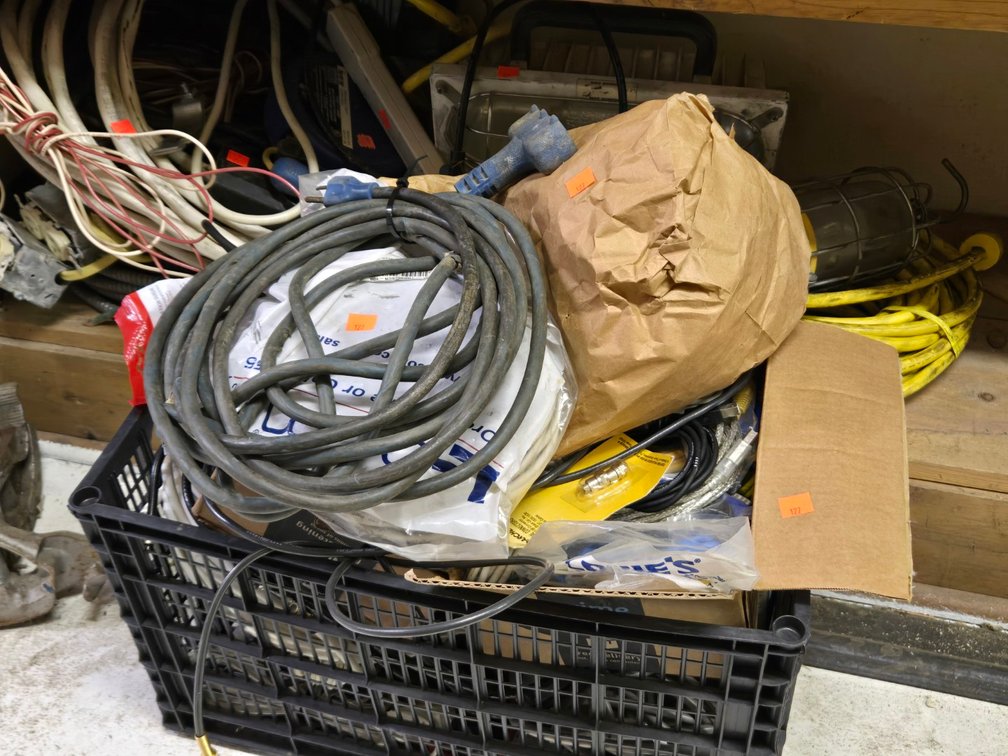 Lot of Electric Cords, Wire w/Outlets-Tool Rm