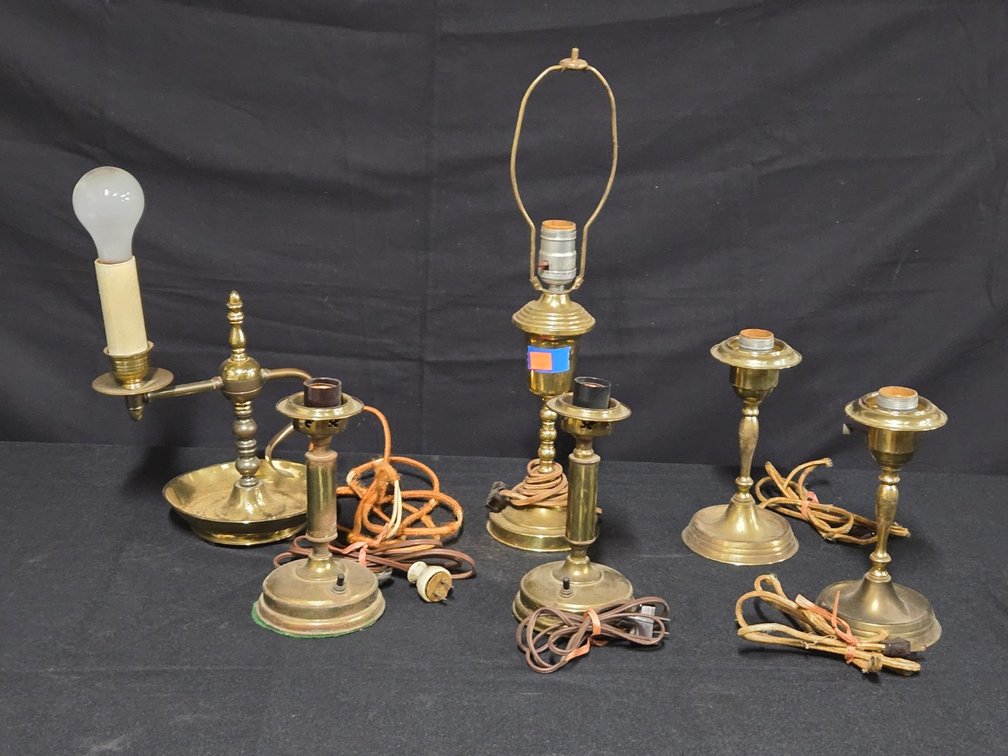 Lot of Small Brass Electric Lights-Well Rm