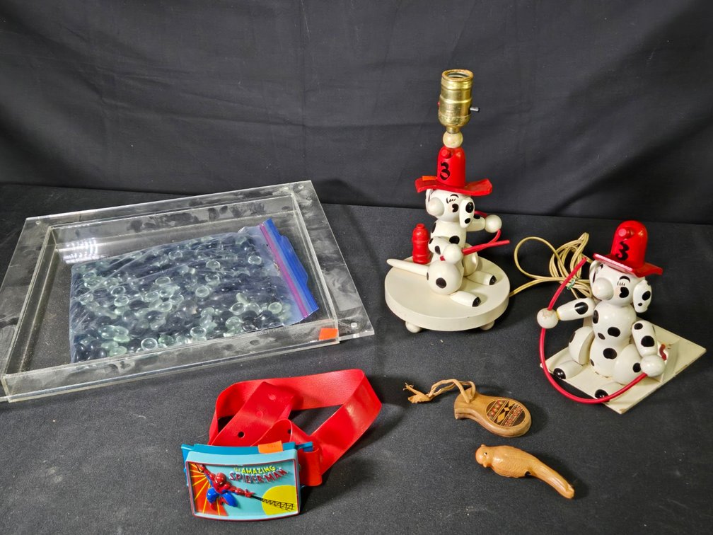 Small Light Made of Wood w/Dalmatian Paint-Well
