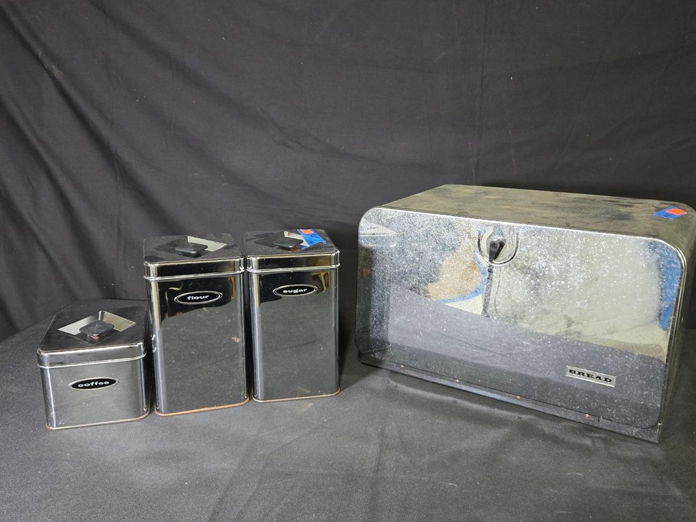 Chrome Cannisters, Bread Box-Well Rm