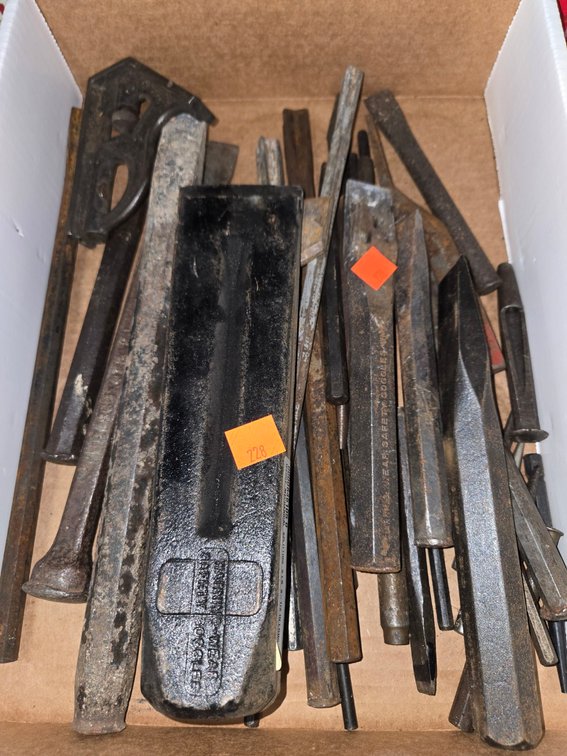 Lot of Chisels, Punches, Wood Wedge-Well Rm
