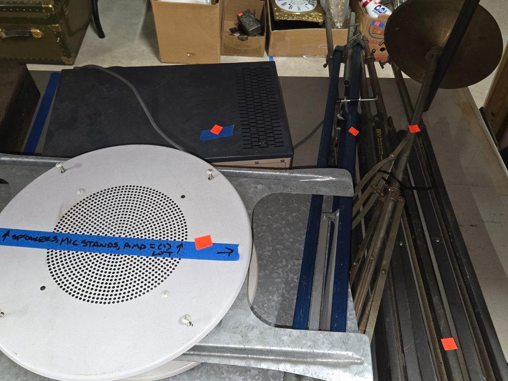 Speakers, Microphone Stands, Amplifier-Well Rm