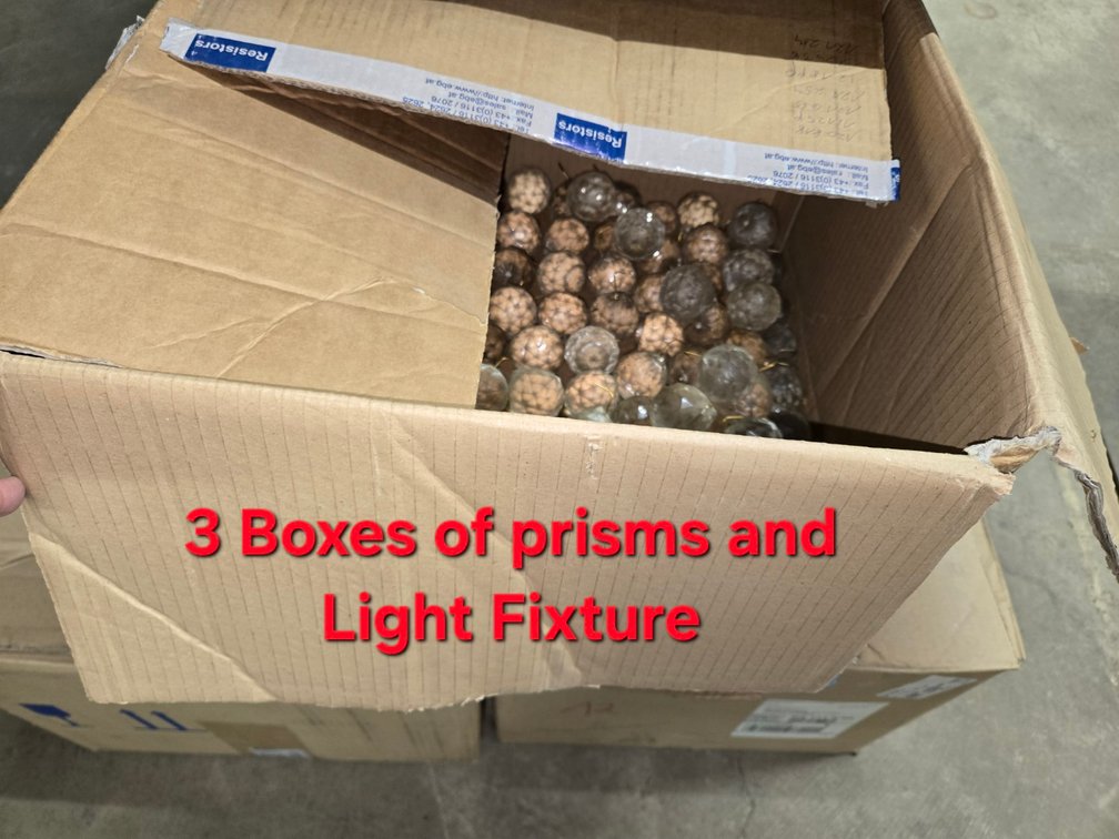 Chandelier, (3) Boxes Prisms-Well Rm