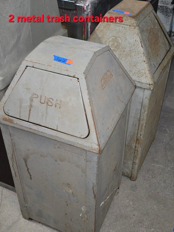 (2) Vintage Metal Trash Cans-Well Rm