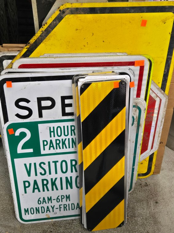 Large Lot of Road Signs - Garage