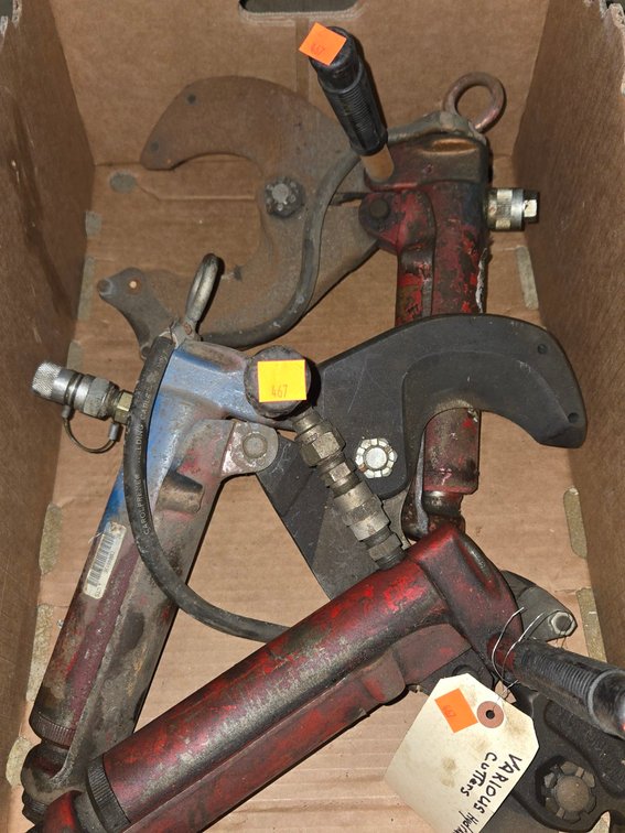 Tray of Hydraulic Cutters, Variable Sizes-Central Rm