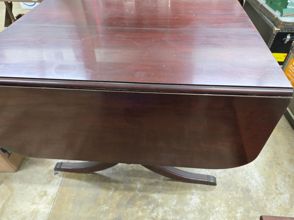 Duncan Phyfe Pedestal Drop-Leaf Cherry Dining Table-Central Rm