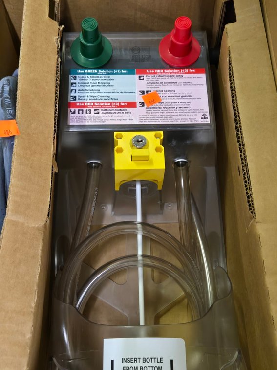 Box of Commercial Cleaning Dispensers-Tbl Outside Tool Rm