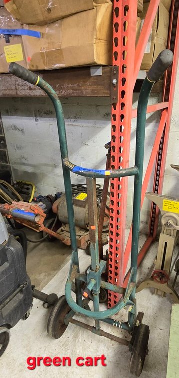 Heavy-Duty Green Metal Wheeled Barrel Cart-Central Room