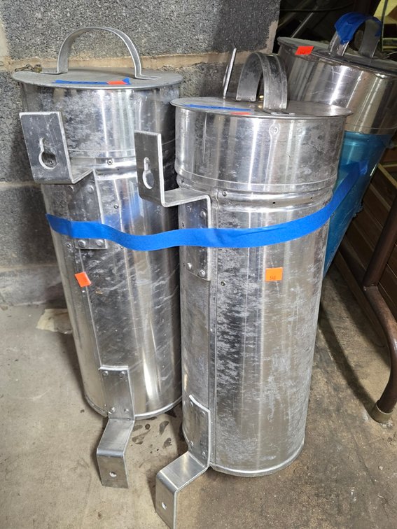 (3) Alum. Welding Rod Cans with Mounting Brackets-Central Rm
