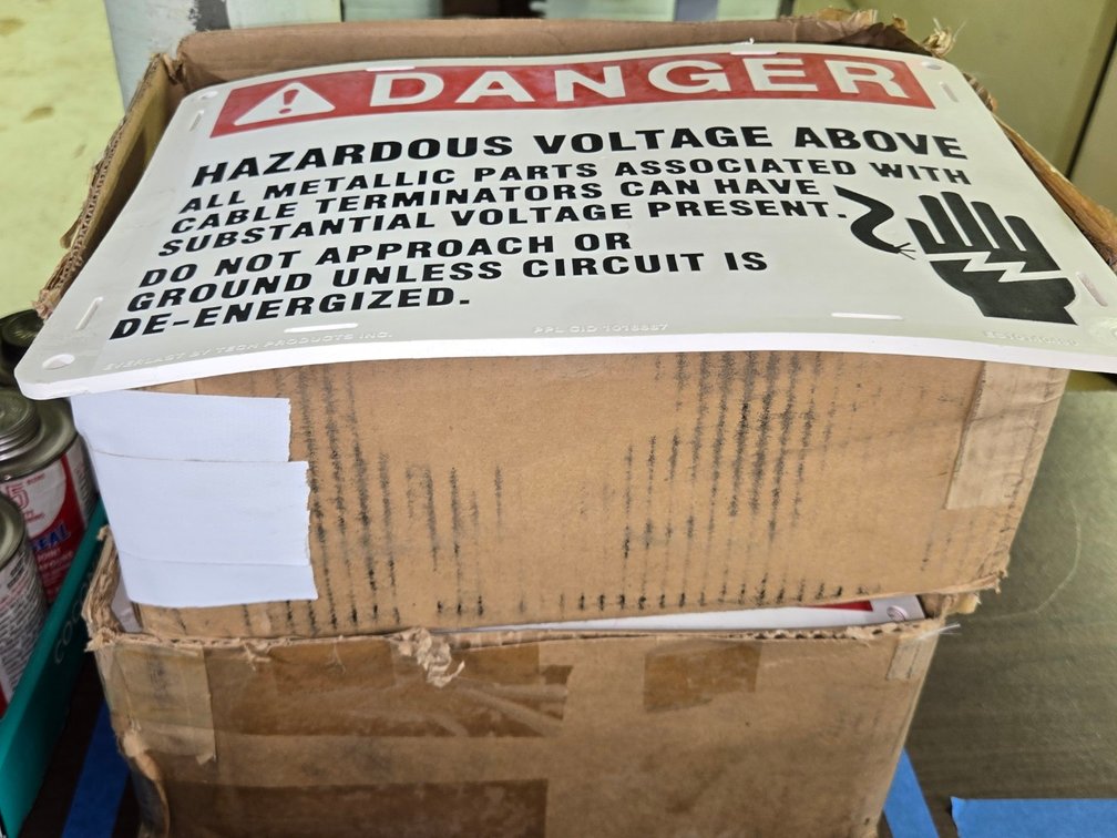 (2) Boxes DANGER! Voltage Signs, Plastic-Central Rm