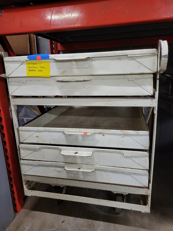 Antique Industrial Steel Bakery Cart-Central Room