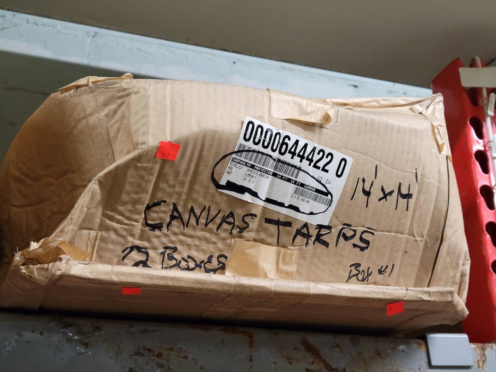 (2) Boxes Canvas Tarps-Central Room