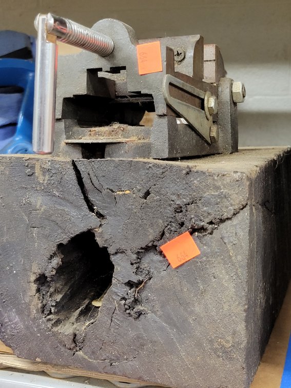 Adj. Vise on Block of Wood-Central Room