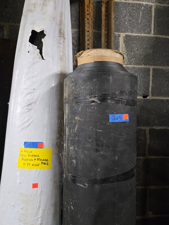 (2) Rolls & (1) Folded Piece Rubber Roofing-Cent Rm