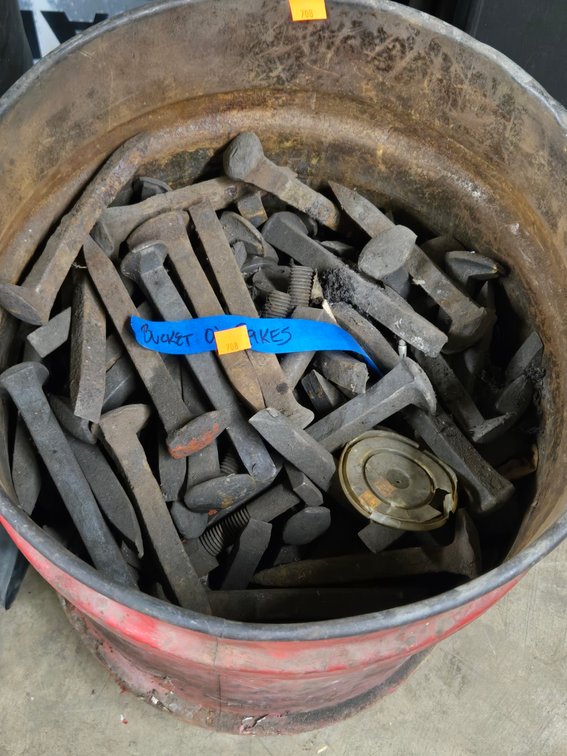 Metal Bucket of Railroad Spikes-Central Room