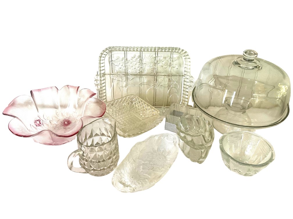 Decorative Pressed Glass Serving Collection