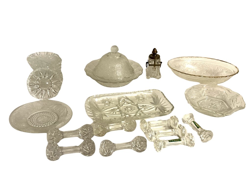 Pressed & Cut Glass Serving Pieces and Knife Rests