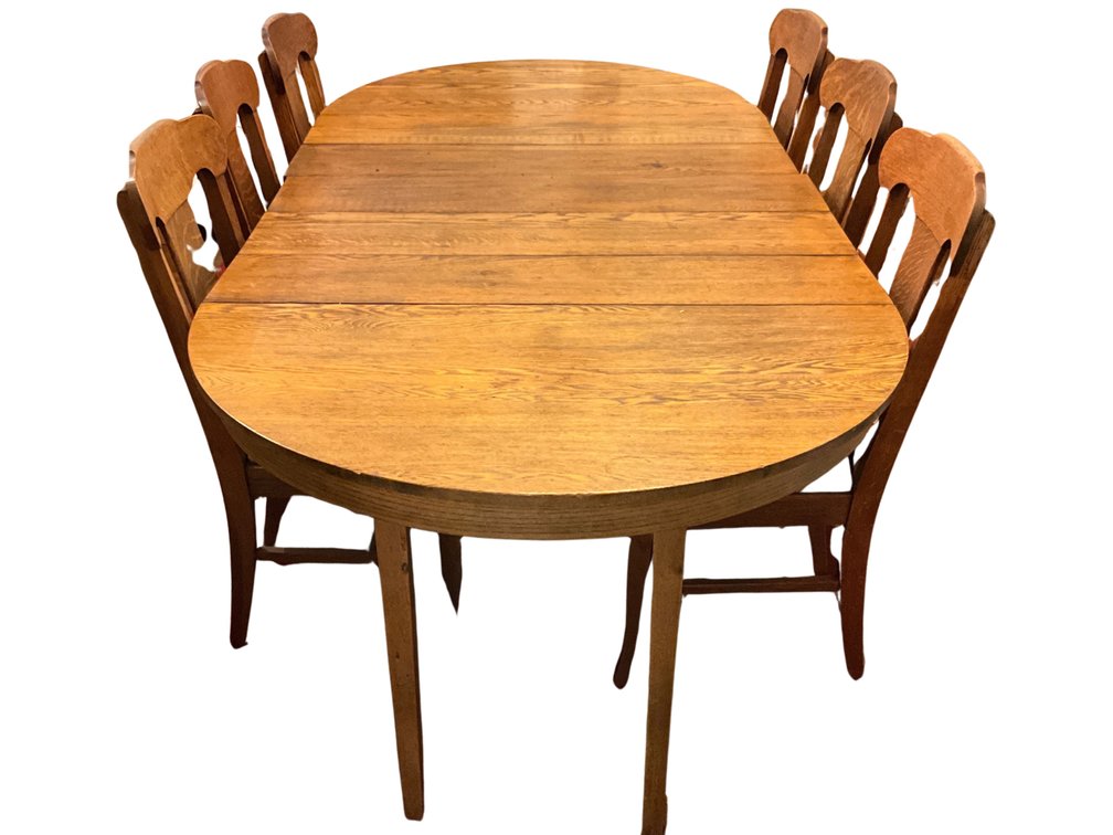 Oak Dining Table with Six Chairs