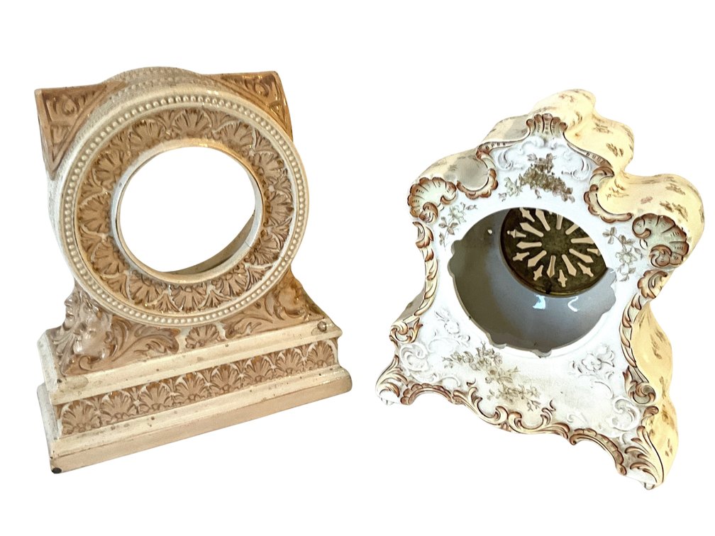 Two Ornate Porcelain Mantel Clock Cases