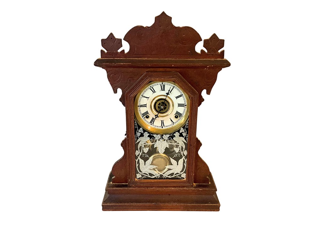 Wood Mantel Clock with Key