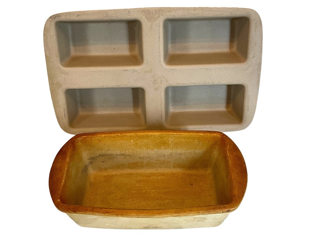 Pampered Chef Stoneware Loaf Pan and Four-Well Baking Dish