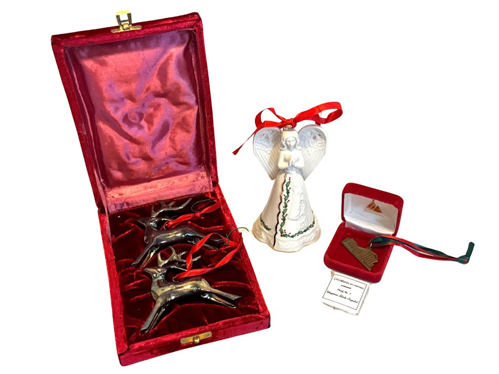 Christmas Ornament Collection with Lenox Angel, Reindeer & Virginia State Capitol Ornament