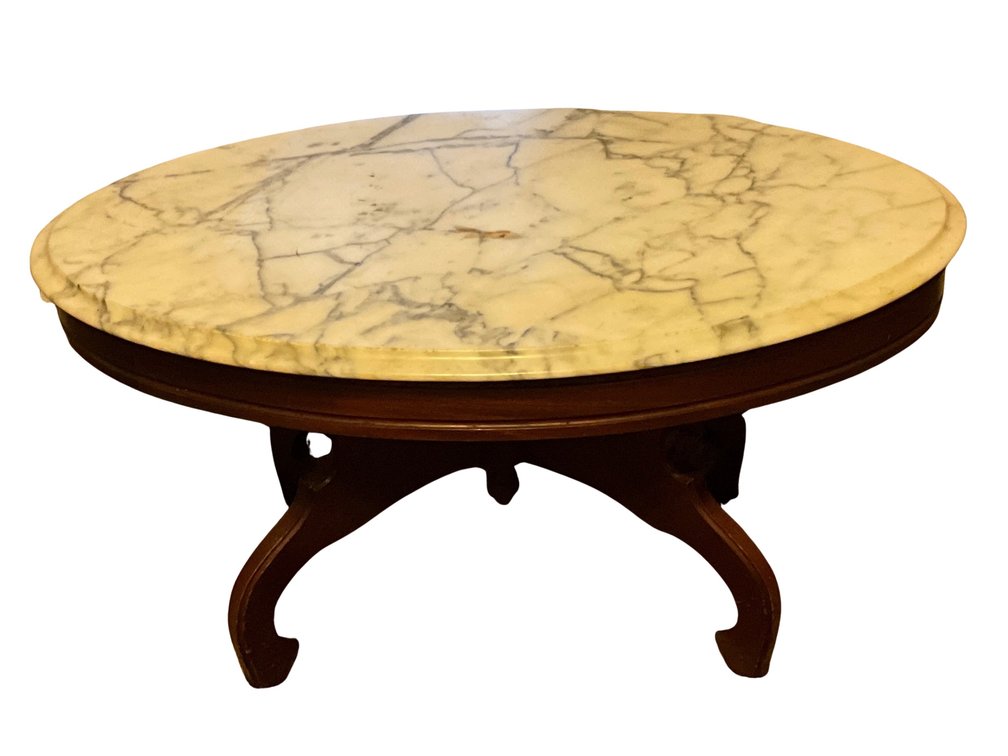 Marble Top Oval Coffee Table