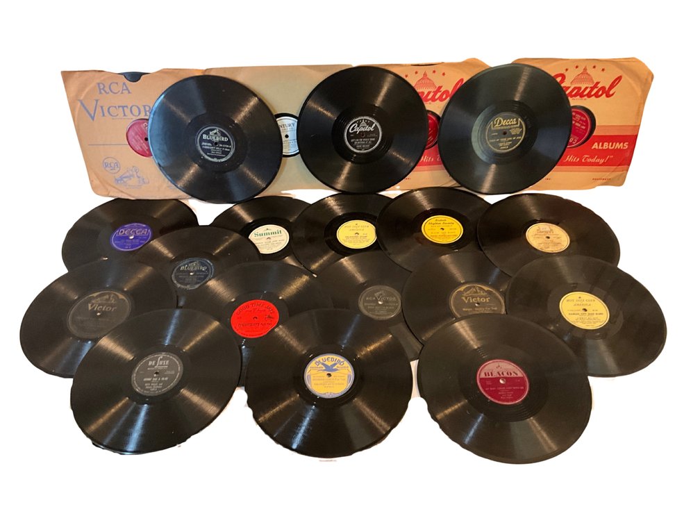 Twenty-Two 78 RPM Records with Record Sleeves