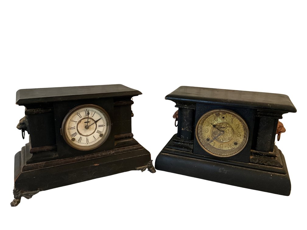 Pair of Black Mantel Clocks