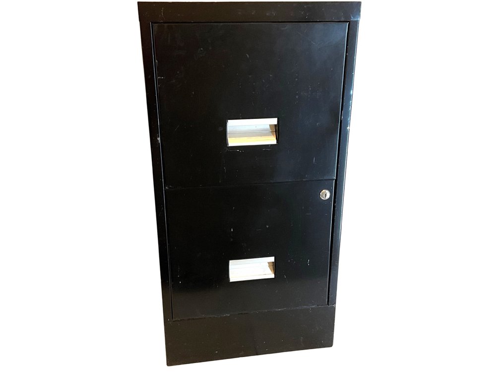 Black Two-Drawer Metal Filing Cabinet