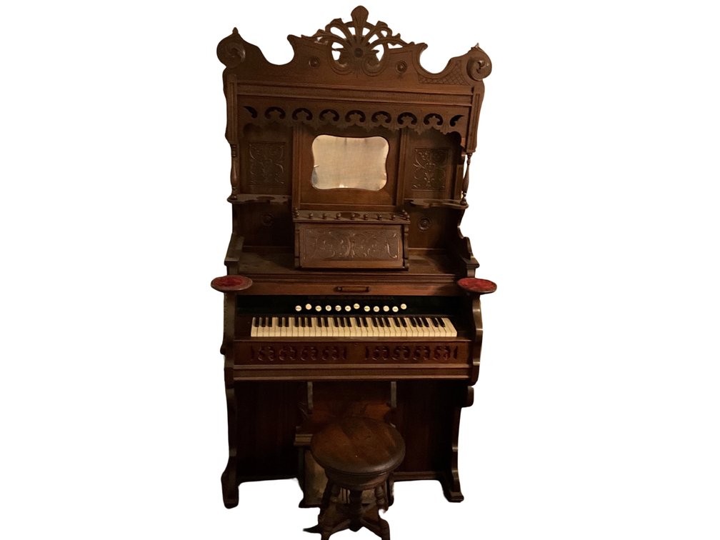 Ornate Pump Organ with Stool
