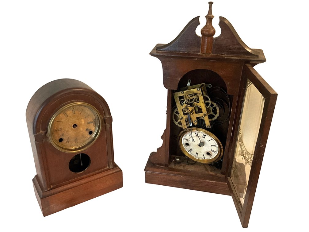 Two Wooden Mantel Clocks
