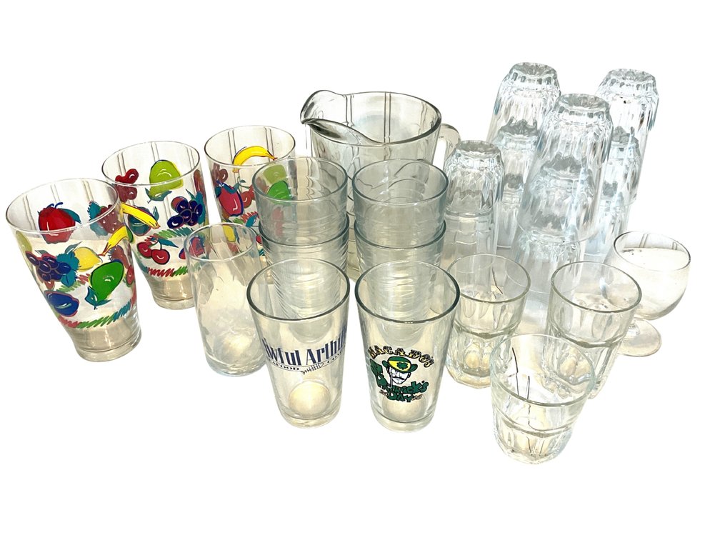 Drinking Glasses & Glass Pitcher