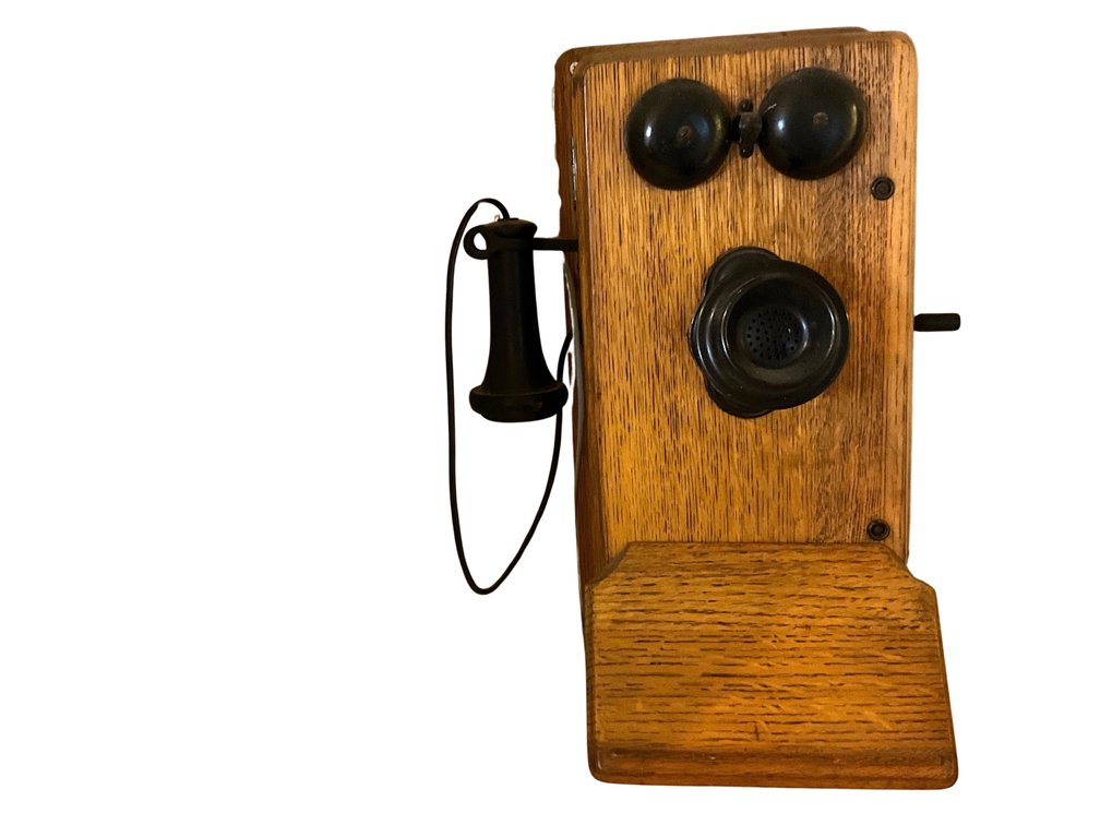 Wooden Wall-Mount Crank Telephone